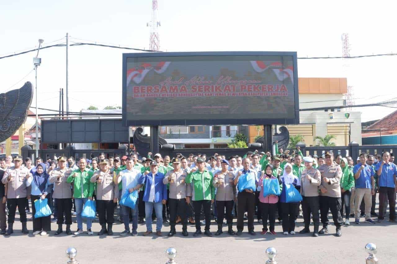 Polres Lamongan dan Serikat Pekerja Gelar Apel Akbar Kebangsaan