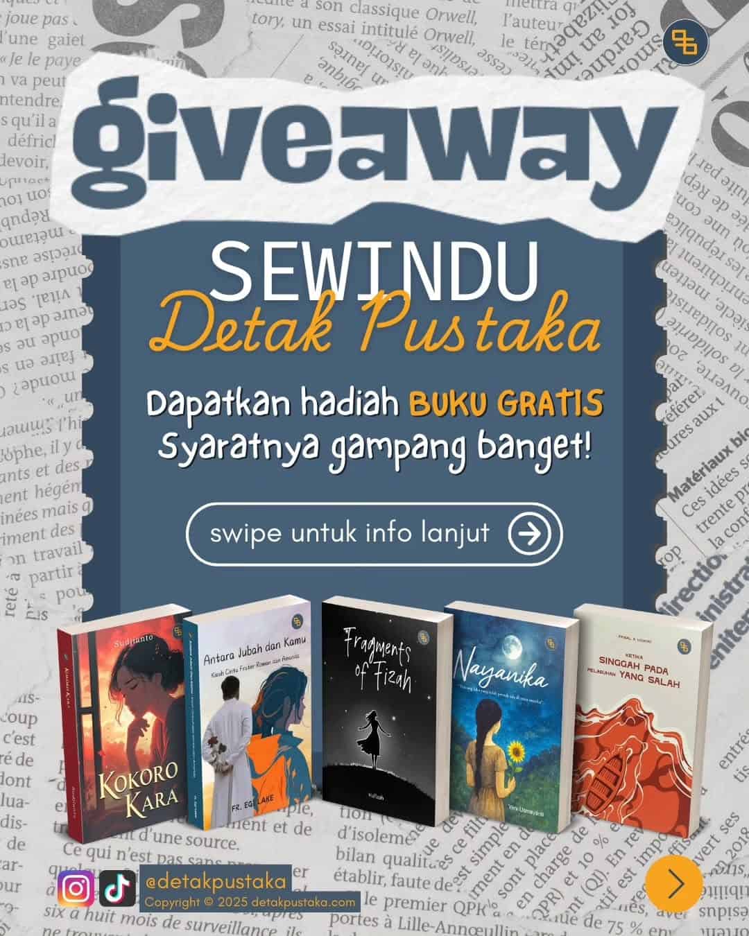 Giveaway Detak Pustaka, Program Spesial Sewindu yang Wajib Kamu Ikuti